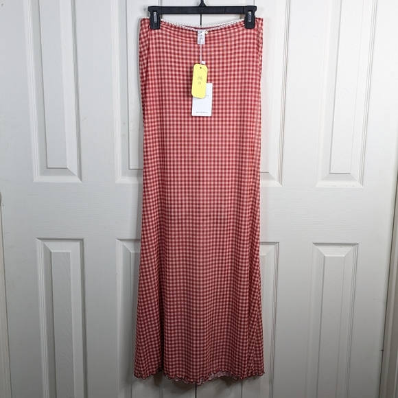 NEW BananHot Solay Skirt Top Set Small Medium Red Gingham Sheer Beach Resort - Picture 6 of 14